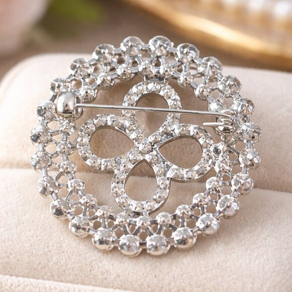 Crystal Rhinestone Vintage Style Brooch Bag Charm - Picture 3 of 3